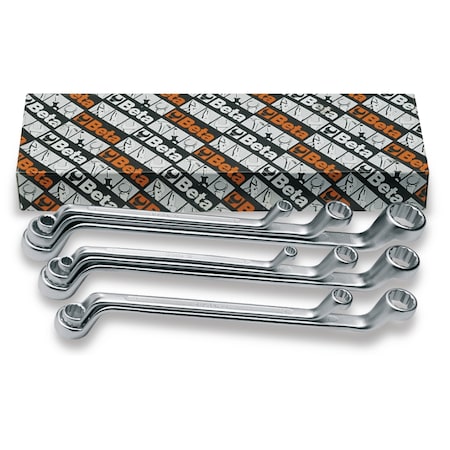 Beta 90 Series Set of 8 Double-end, Deep Offset Box Wrenches in Tool Roll, Metric 6x7-20x22 mm 000900162